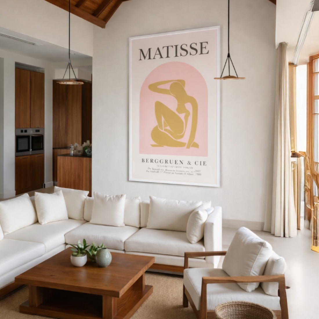 Quadro Canvas Figura Feminina Bege Rosa