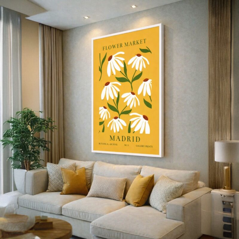 Quadro Canvas Floral Margarida Estilo Vintage Madrid