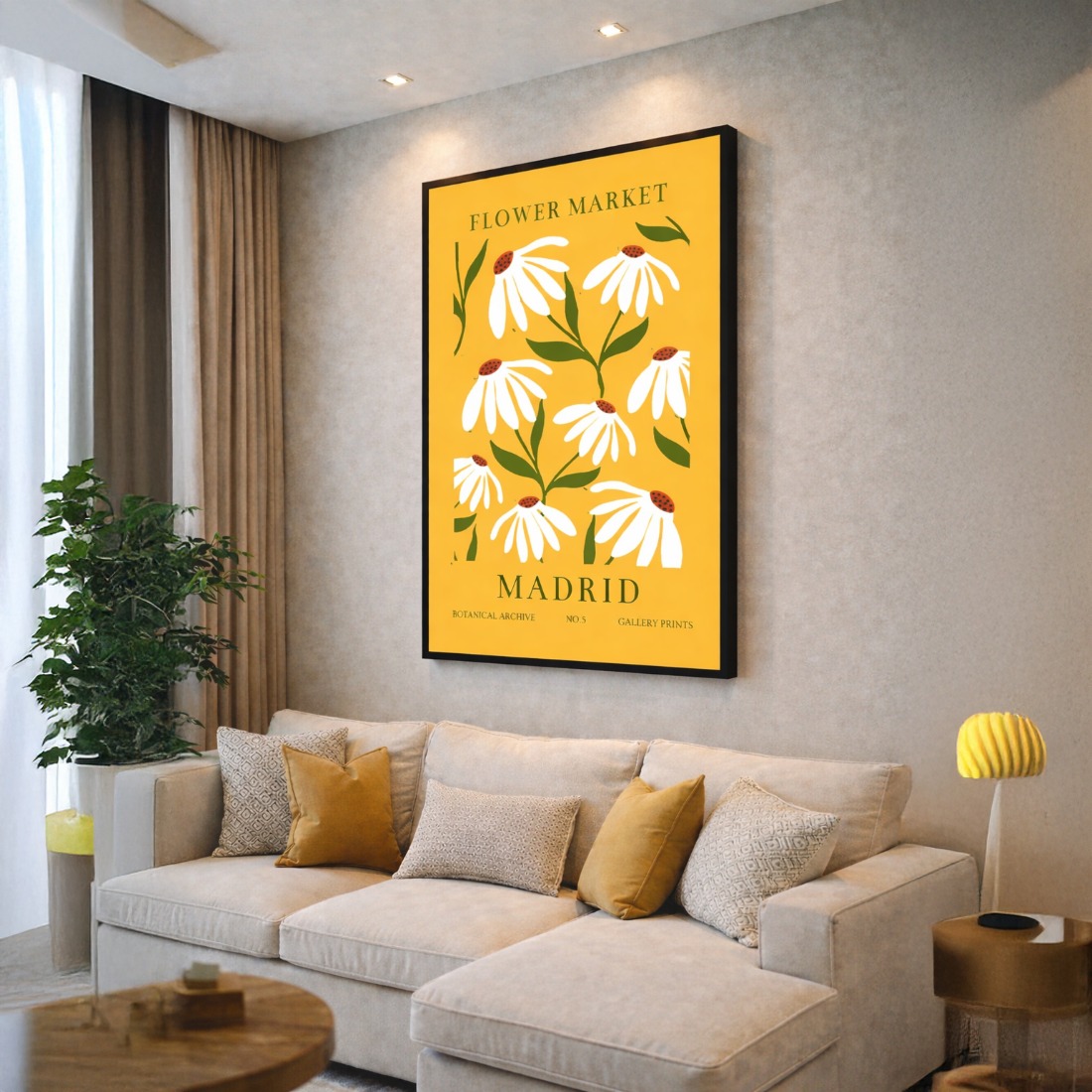 Quadro Canvas Floral Margarida Estilo Vintage Madrid
