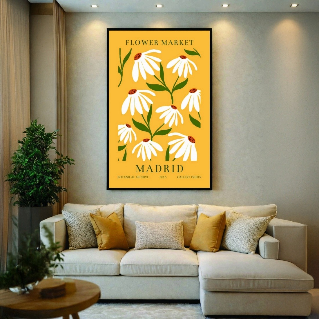 Quadro Canvas Floral Margarida Estilo Vintage Madrid