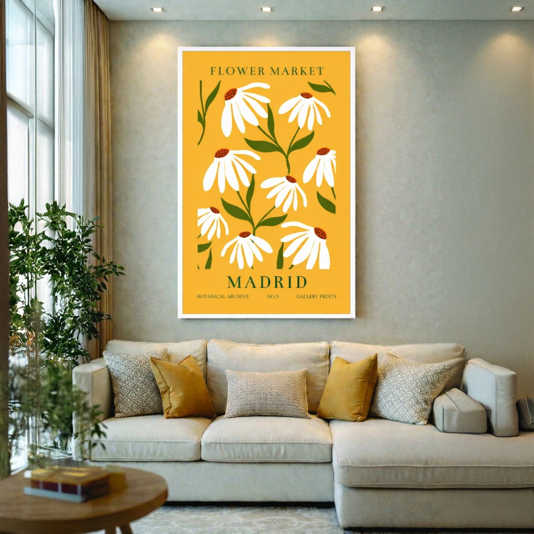 Quadro Canvas Floral Margarida Estilo Vintage Madrid