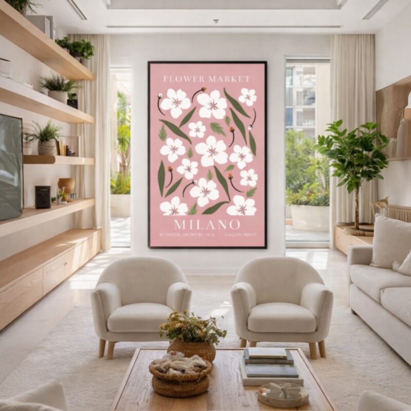 Quadro Canvas Floral Milano Retrô Rosé