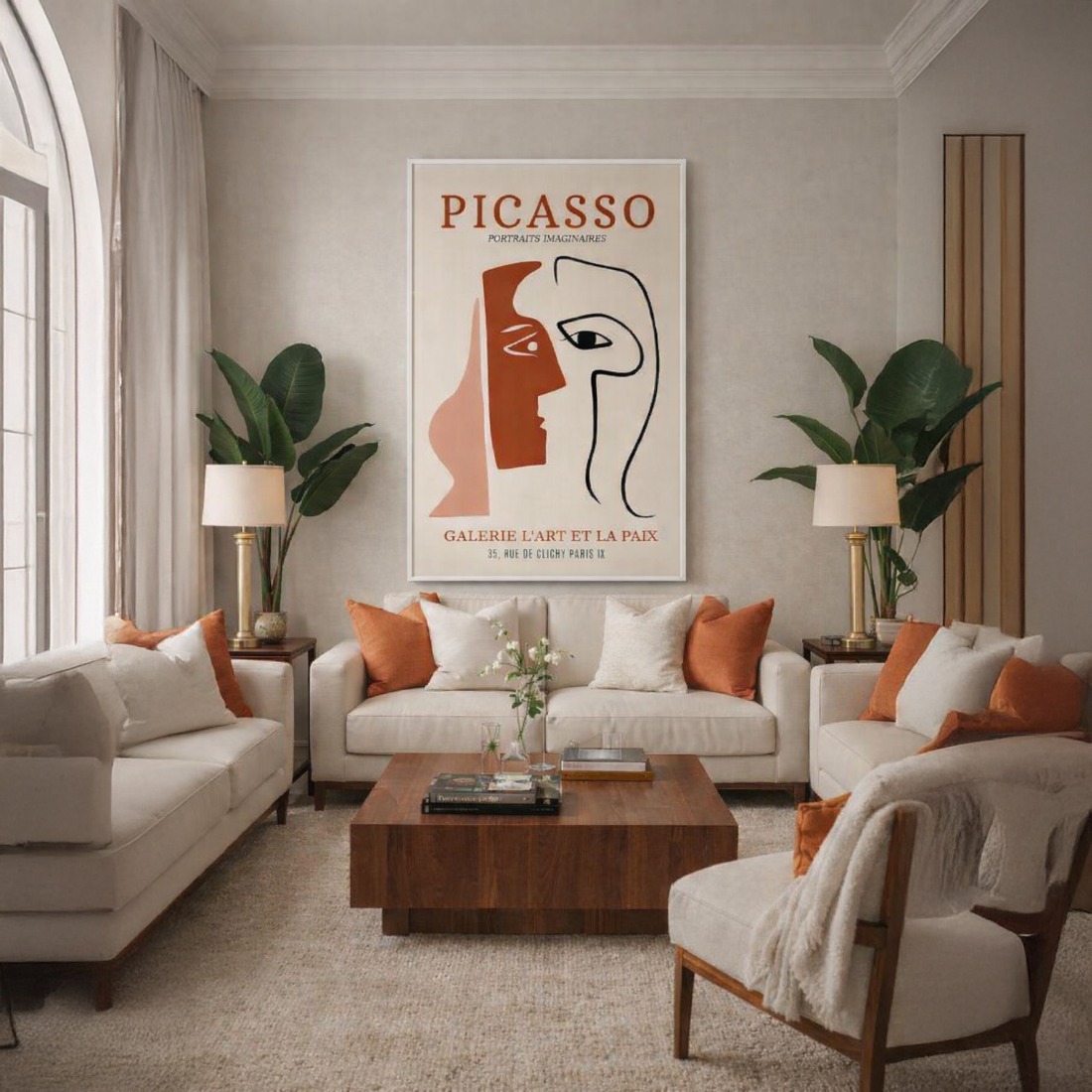 Quadro Canvas Pablo Picasso Face Line Art