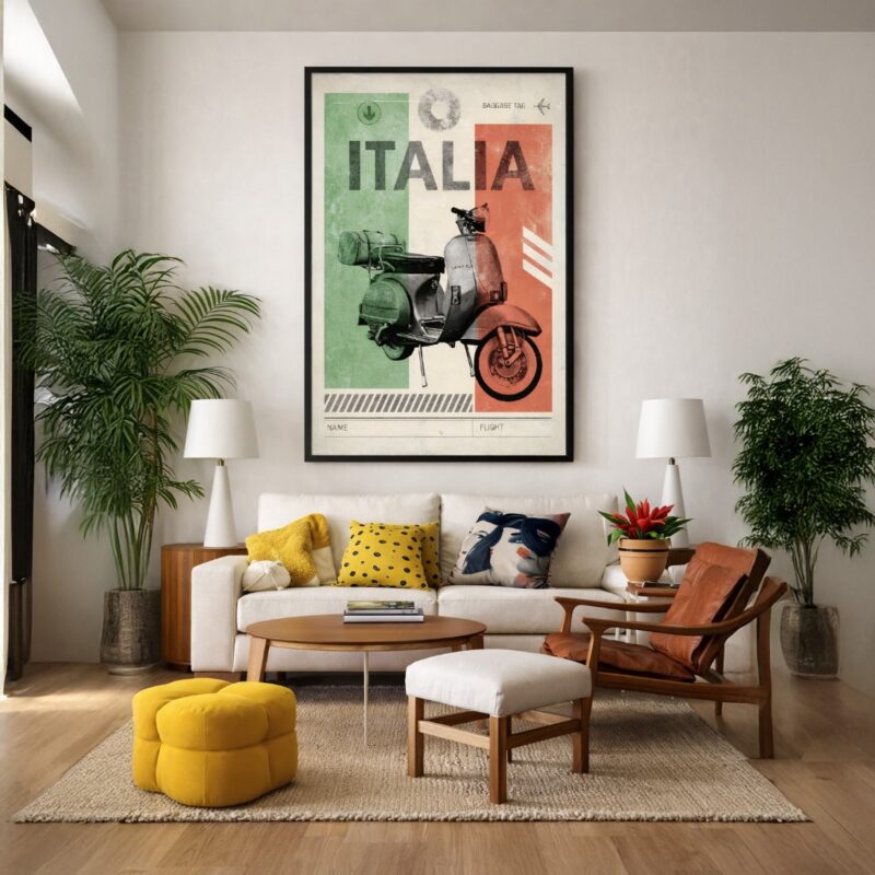 Quadro Canvas Vintage Vespa Itália