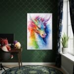 Quadro Decorativo Arte De Dragão Aquarela - 70x50cm