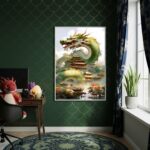 Quadro Decorativo Arte De Dragão Chinês - 70x50cm
