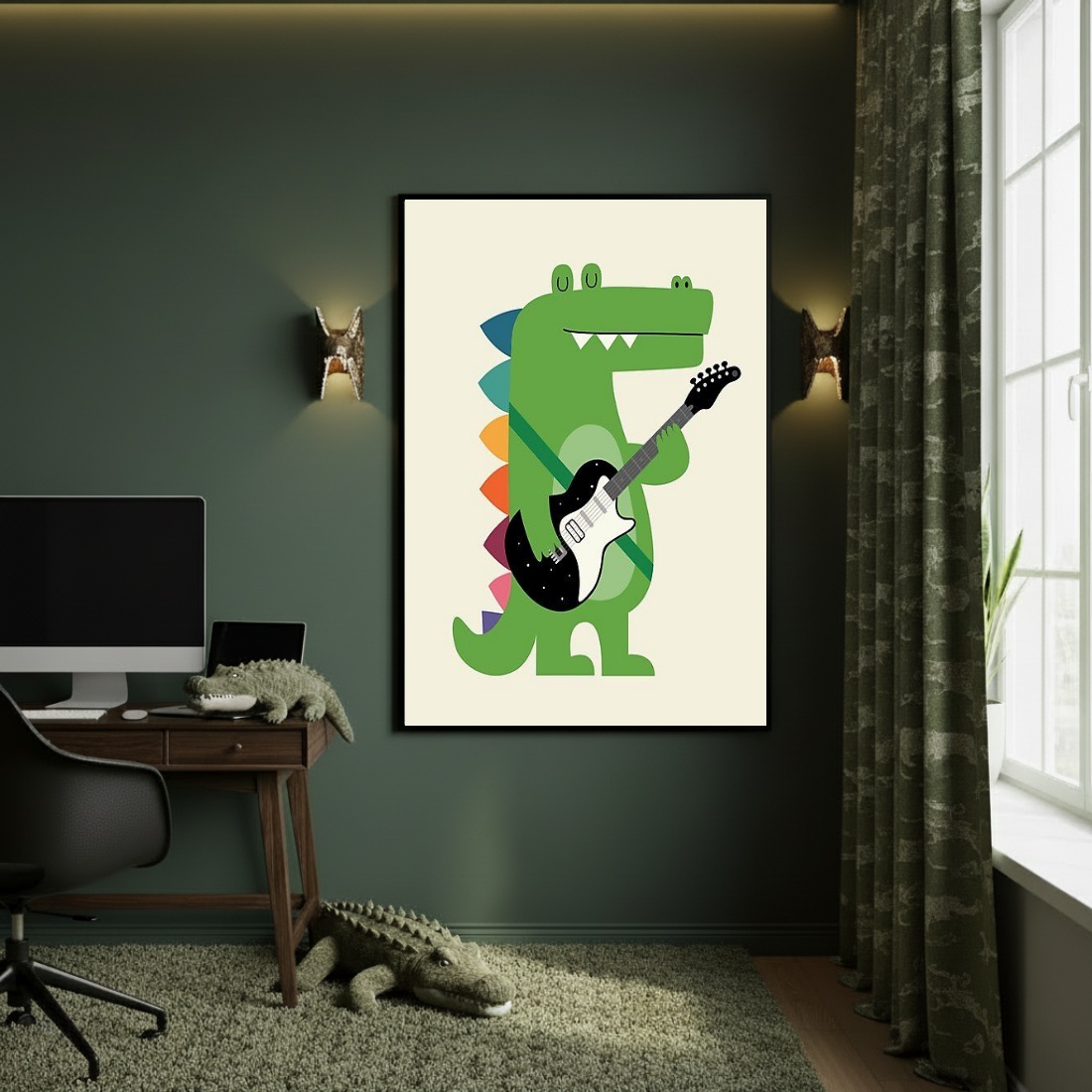 Quadro Decorativo Jacaré Rock - 70x50cm