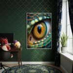 Quadro Decorativo Olhar Dragão Verde - 70x50cm