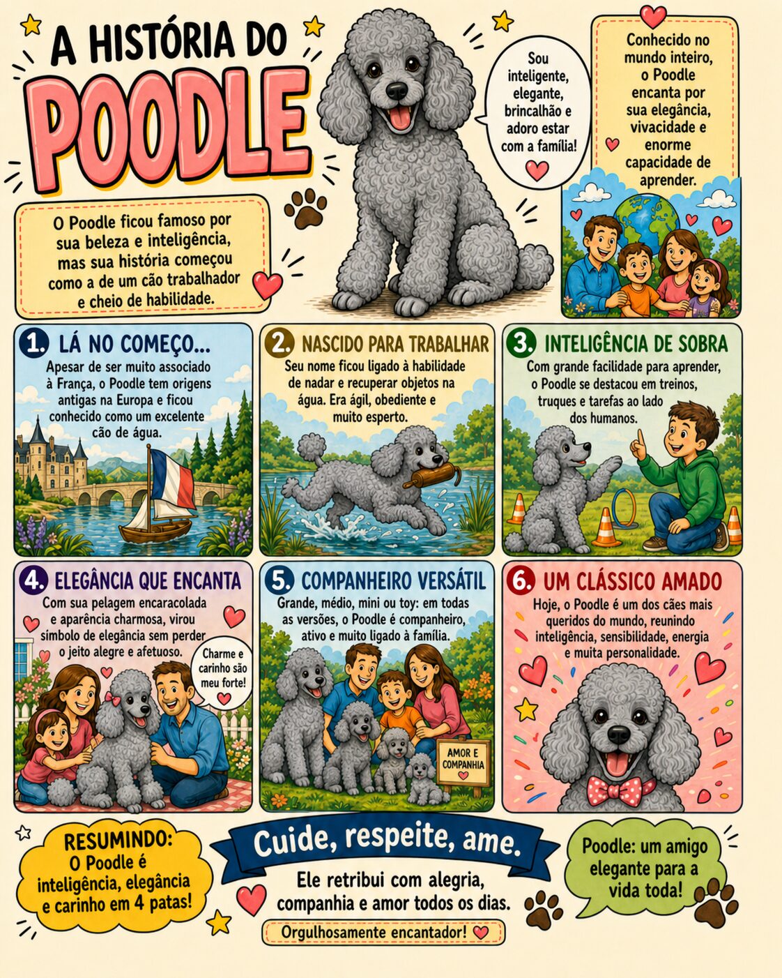 Quadro História Poodle Cinza