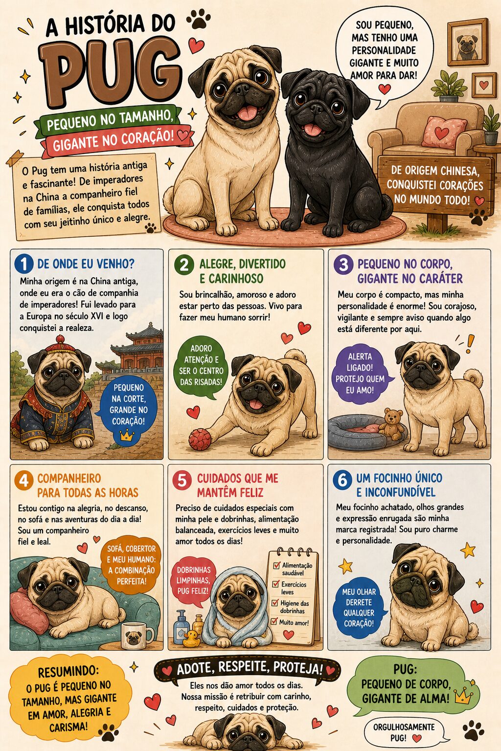 Quadro História Pug