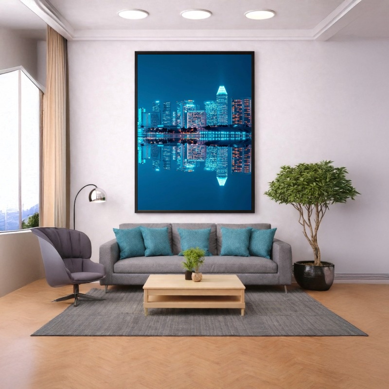 Quadro Canvas Azul Cidade