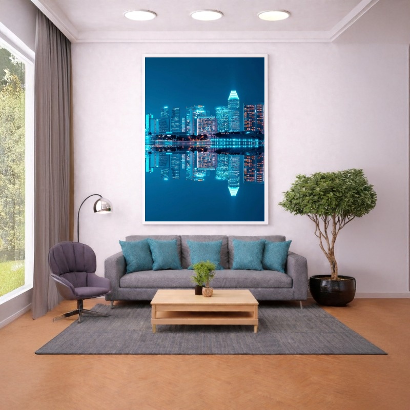 Quadro Canvas Azul Cidade