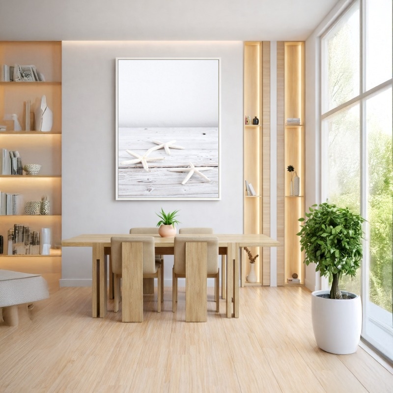 Quadro Canvas Branco Estrelas