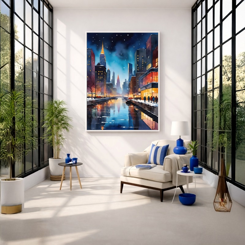Quadro Canvas Cidade Azul