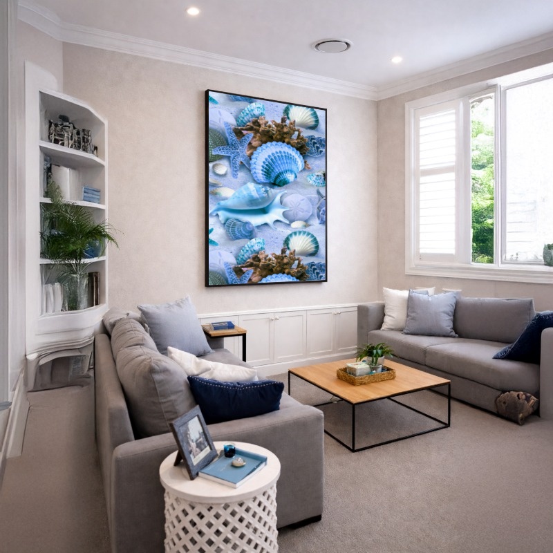 Quadro Canvas Conchas Azul