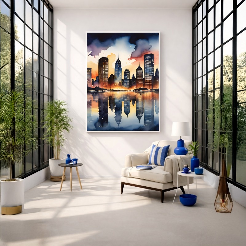 Quadro Canvas New York Azul