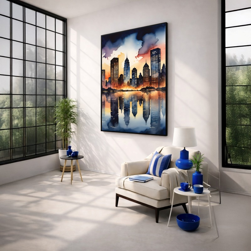 Quadro Canvas New York Azul