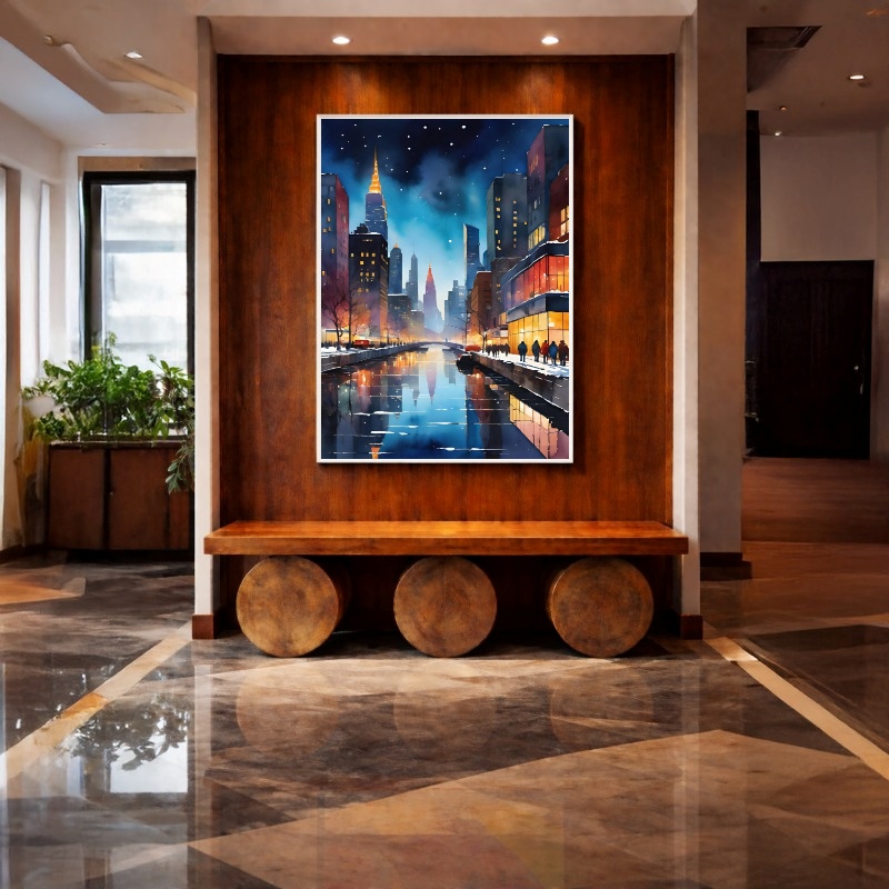 Quadro Canvas Noite Urbana New York