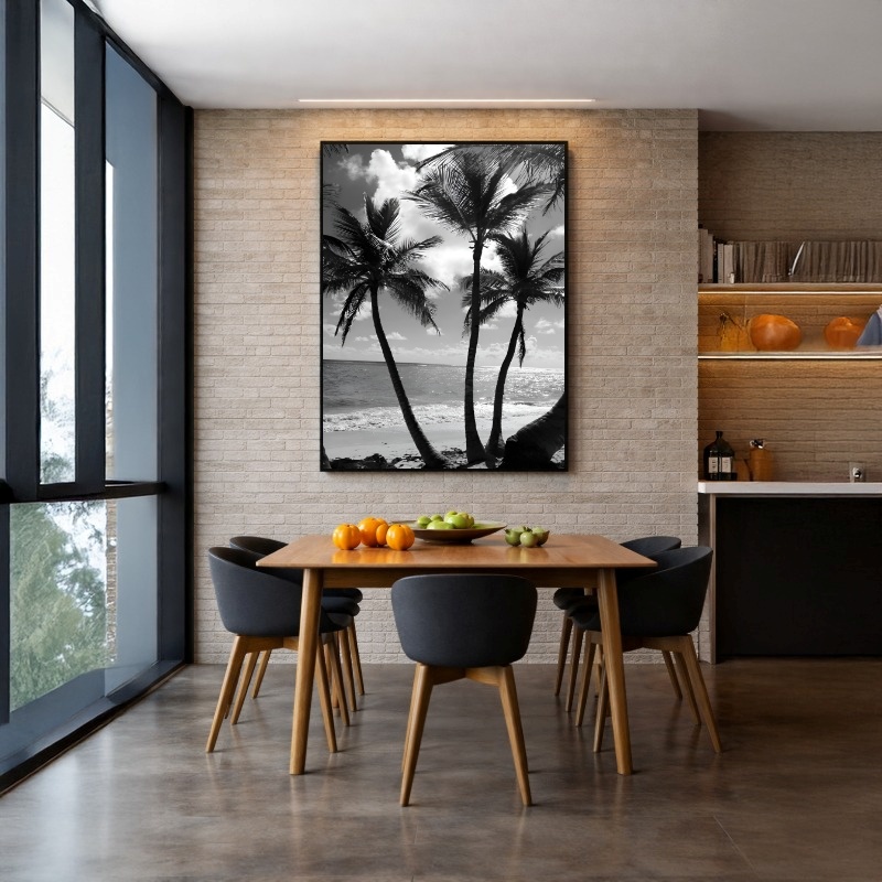 Quadro Canvas Palmeiras Preto e Branco