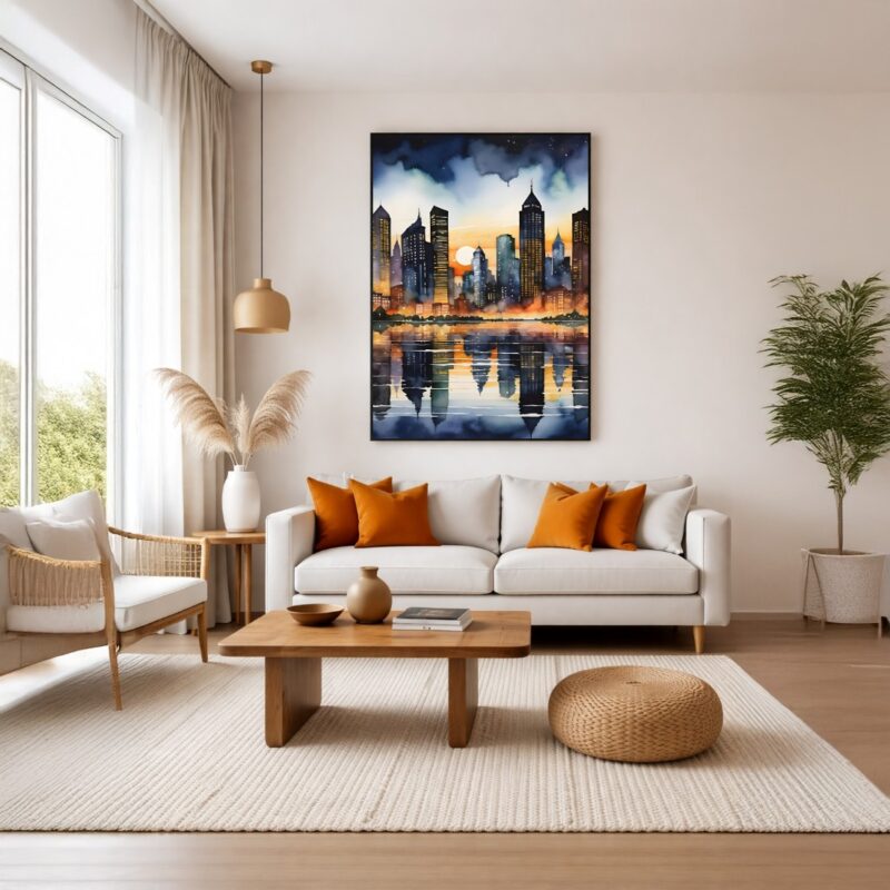 Quadro Canvas Por do Sol Urbano