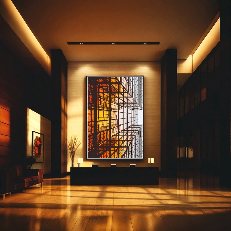 Quadro Canvas Prédios Moderno Laranja