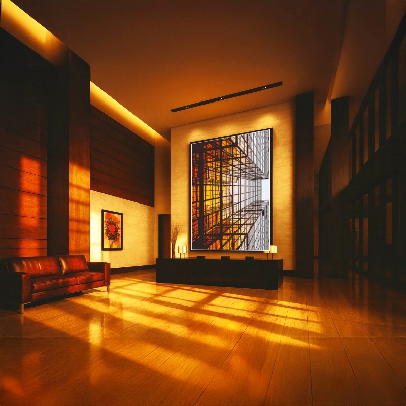 Quadro Canvas Prédios Moderno Laranja
