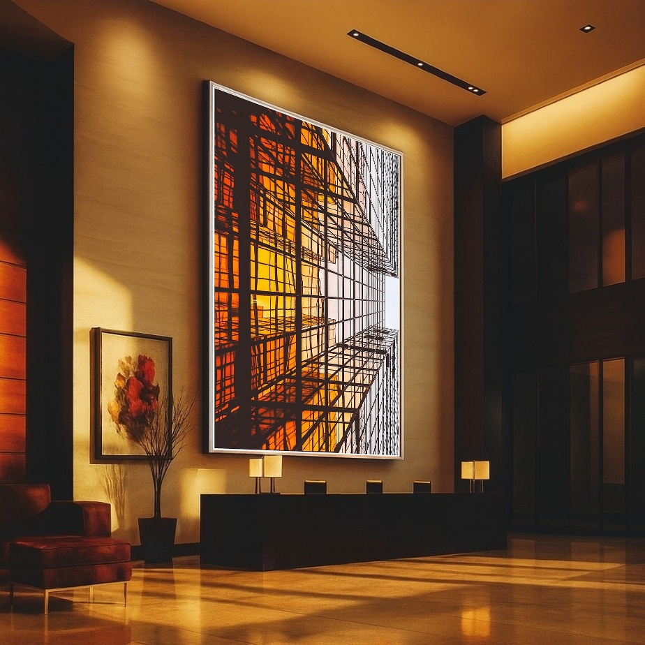 Quadro Canvas Prédios Moderno Laranja