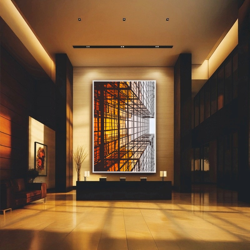 Quadro Canvas Prédios Moderno Laranja