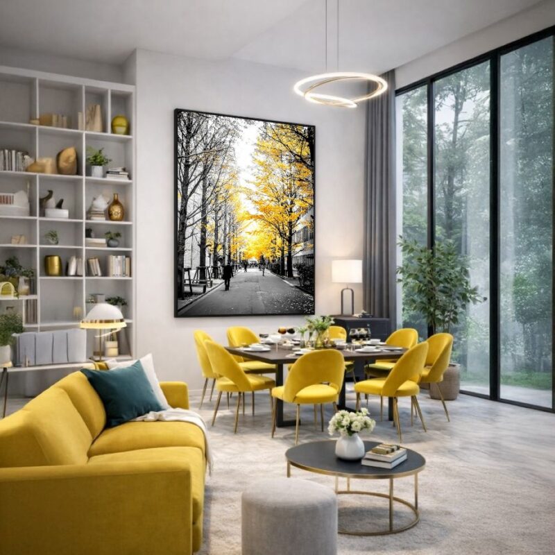 Quadro Canvas Preto e Branco Ipê Amarelo