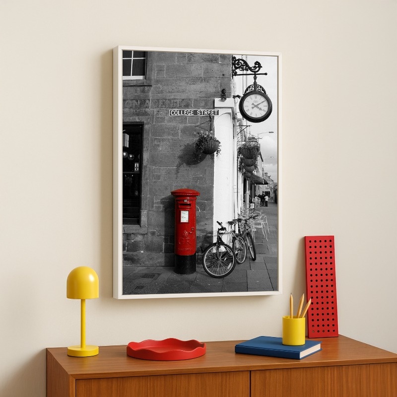 Quadro Canvas Rua Preto Branco e Vermelho