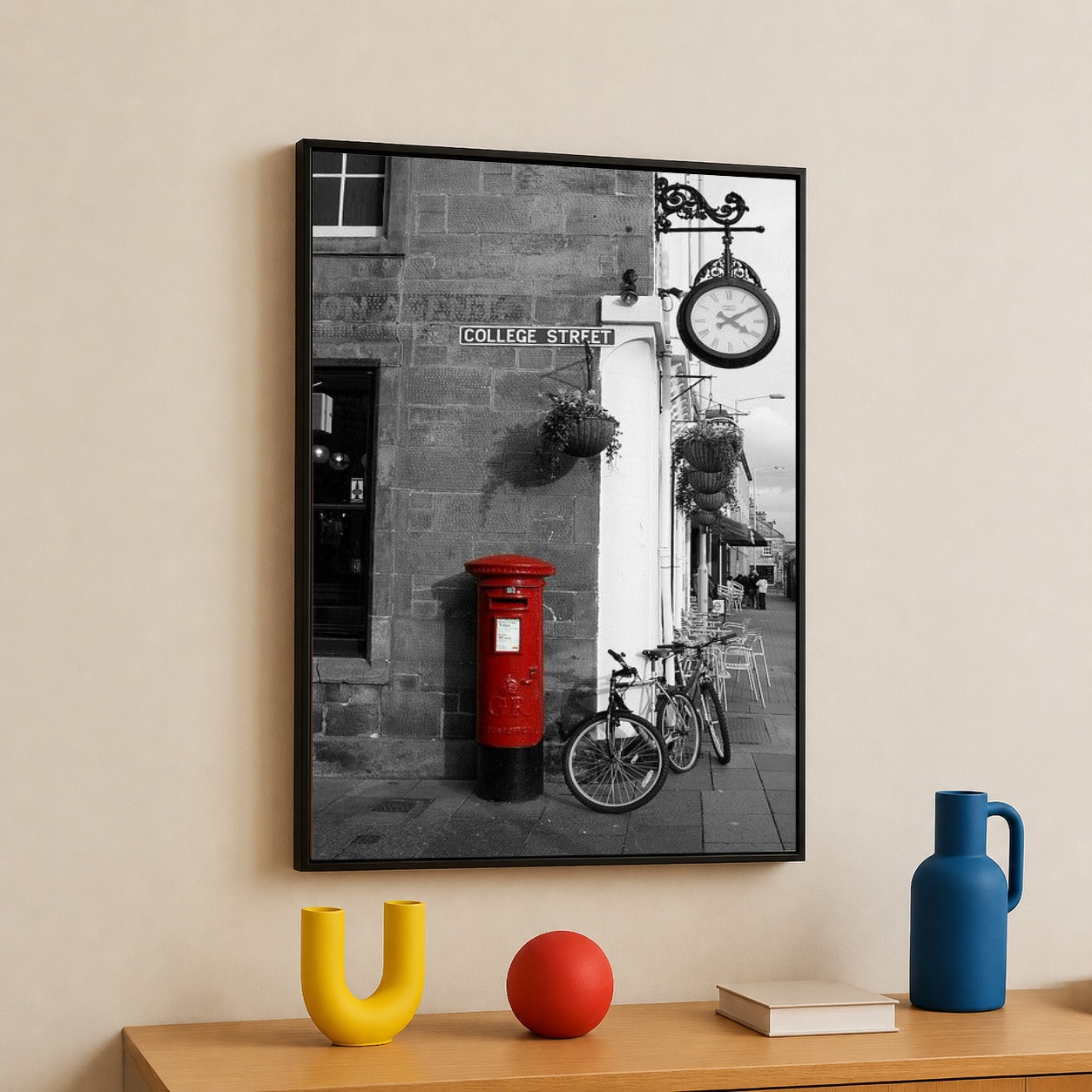 Quadro Canvas Rua Preto Branco e Vermelho