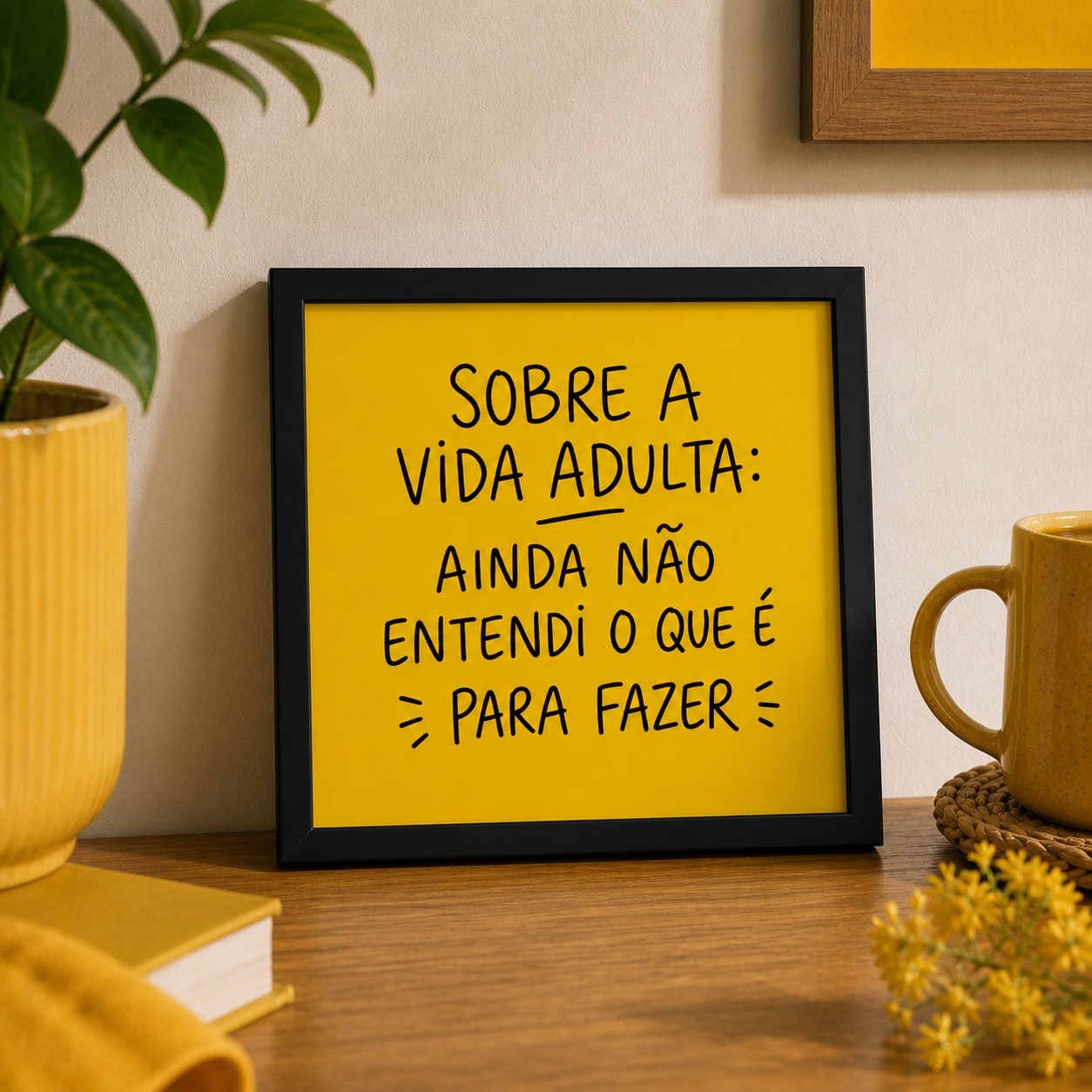 Quadro Divertido Sobre A Vida Adulta - 33x33 Cm