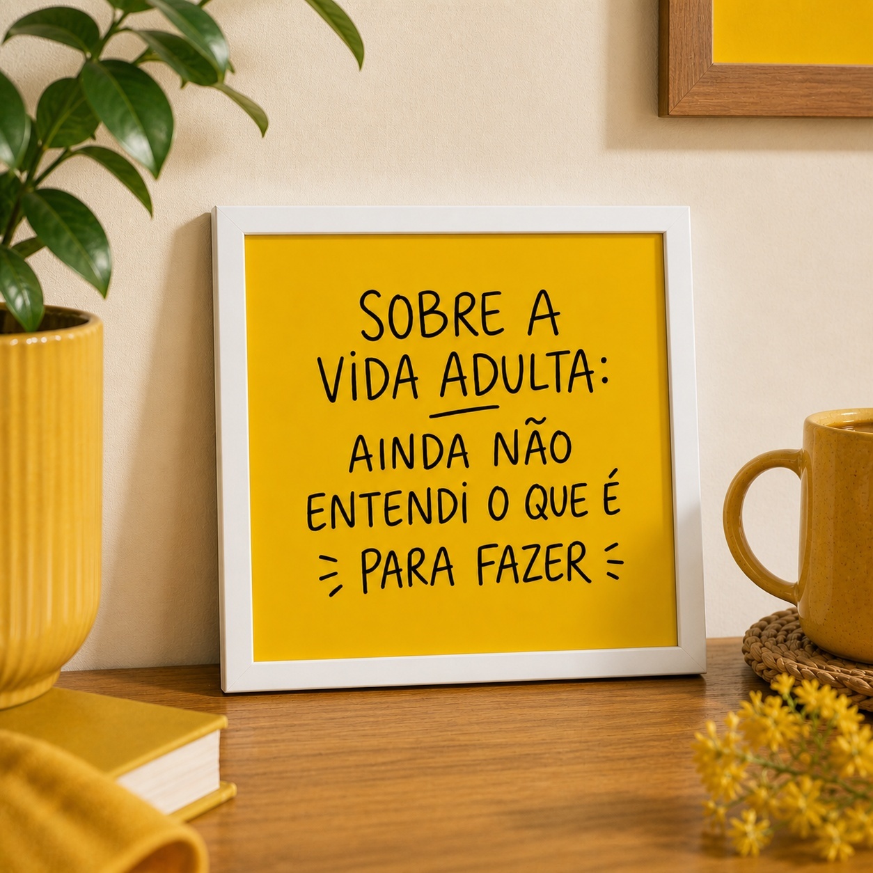 Quadro Divertido Sobre A Vida Adulta - 33x33 Cm