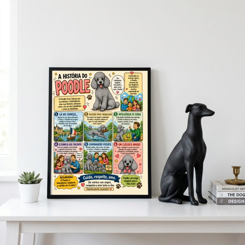 Quadro História Poodle Cinza