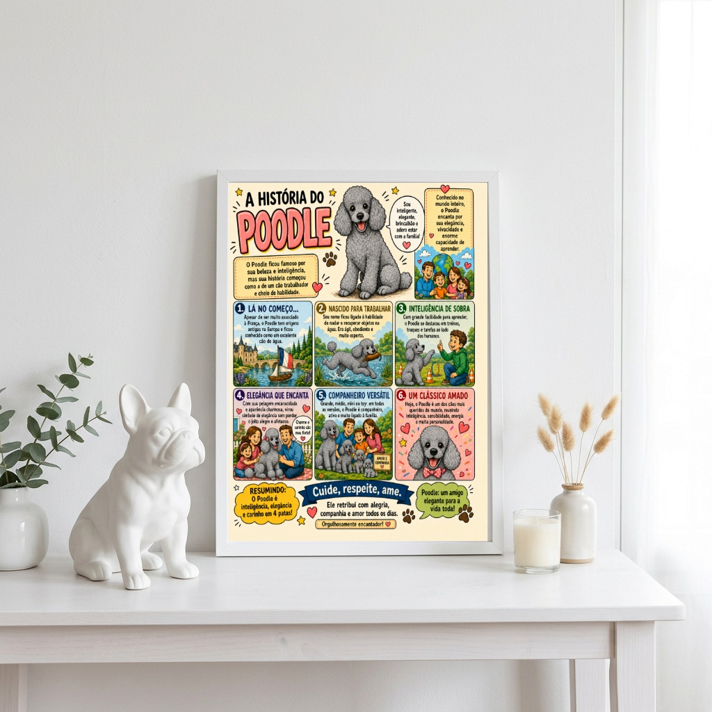 Quadro História Poodle Cinza