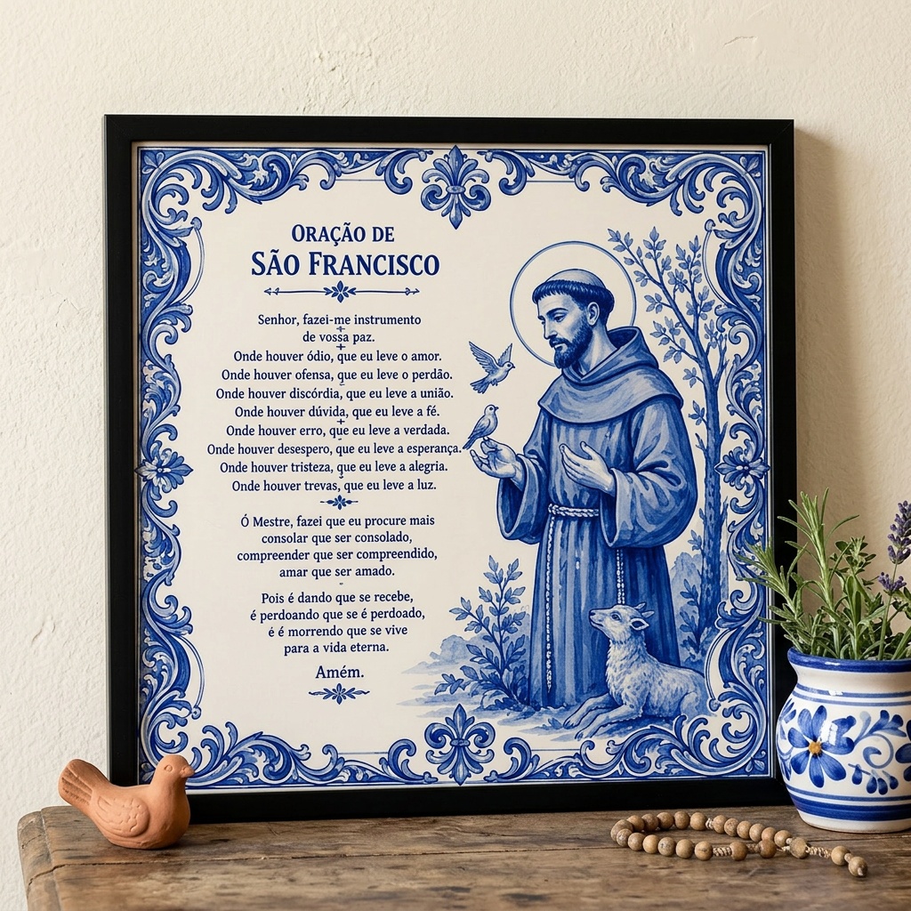 Quadro Oração de São Francisco De Assis - 33x33 Cm