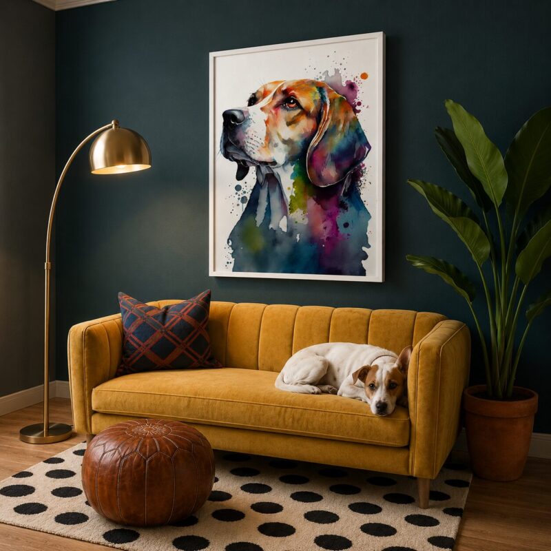 Quadro Canvas Beagle Em Aquarela
