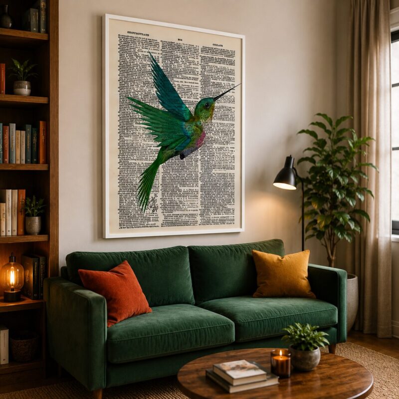 Quadro Canvas Beija Flor Vintage
