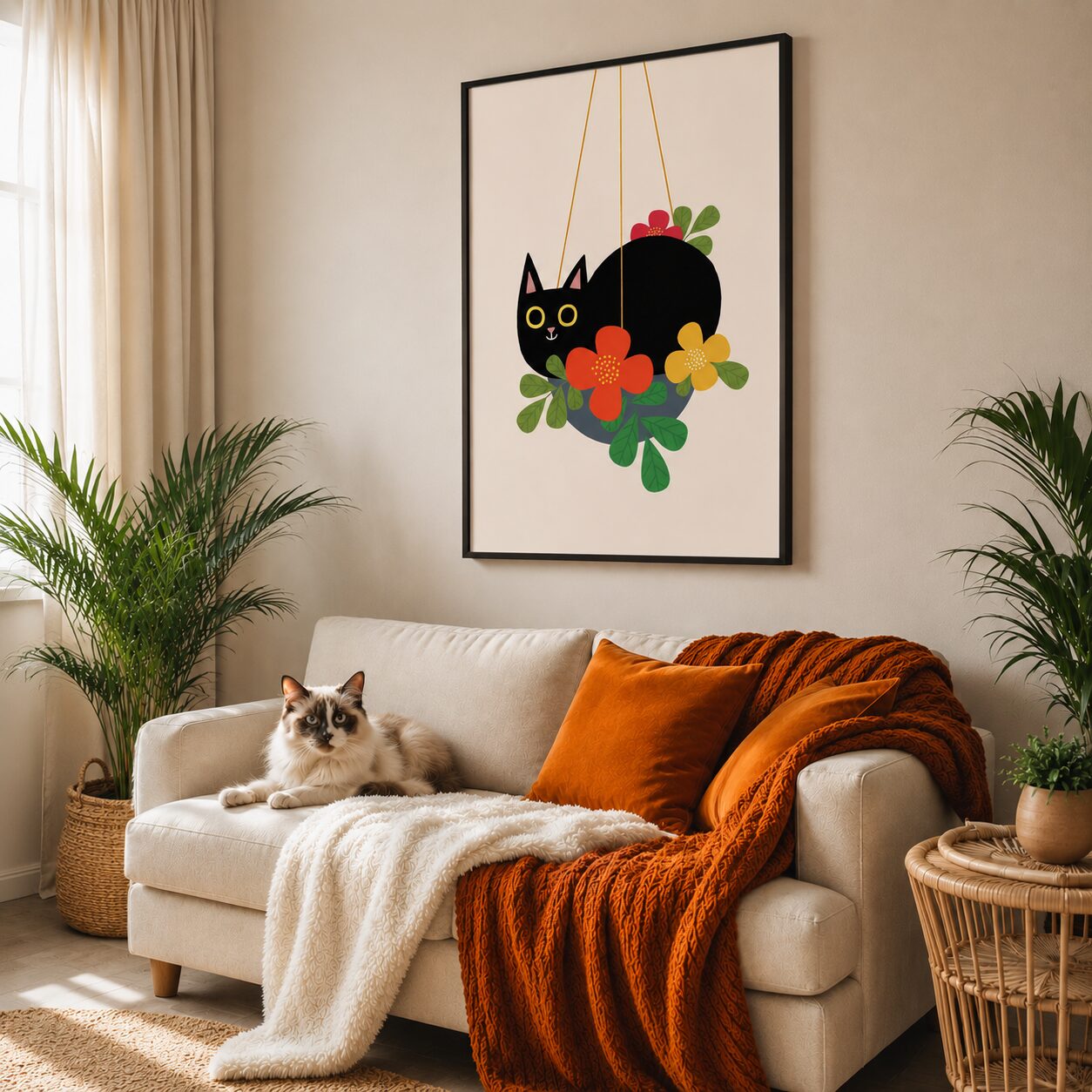 Quadro Canvas Black Cat Art