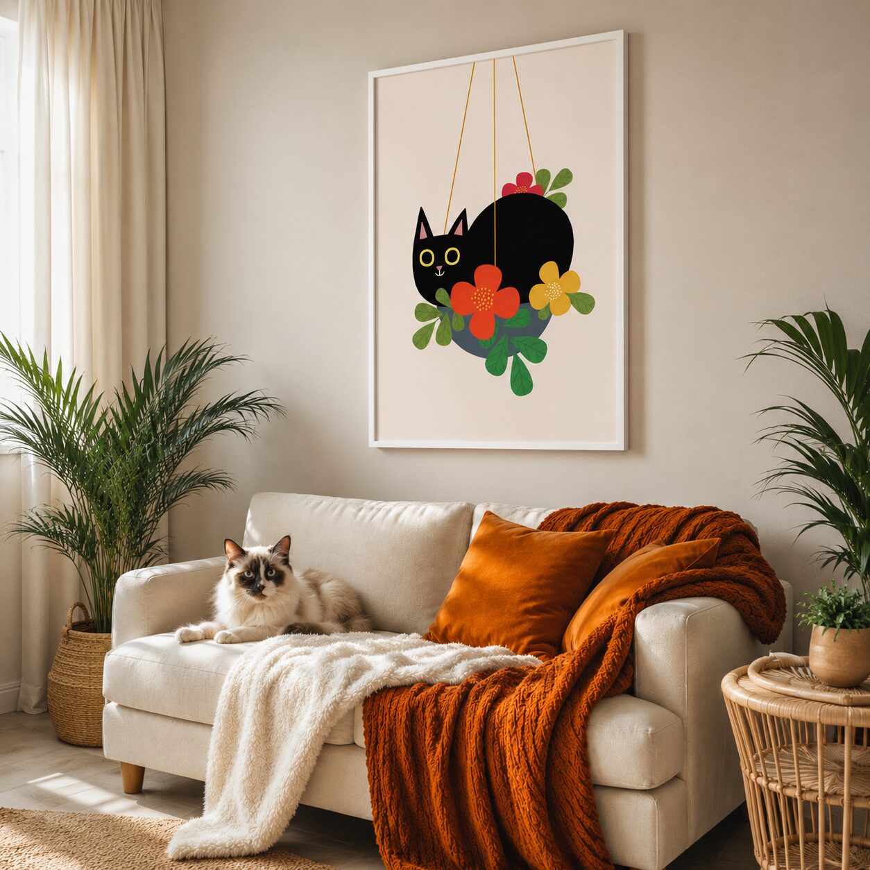 Quadro Canvas Black Cat Art