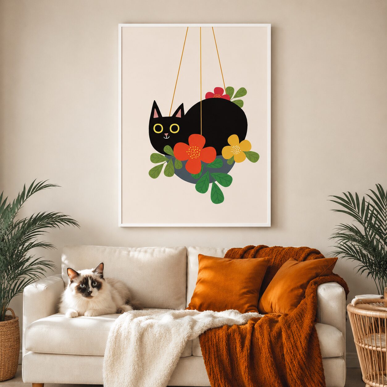Quadro Canvas Black Cat Art