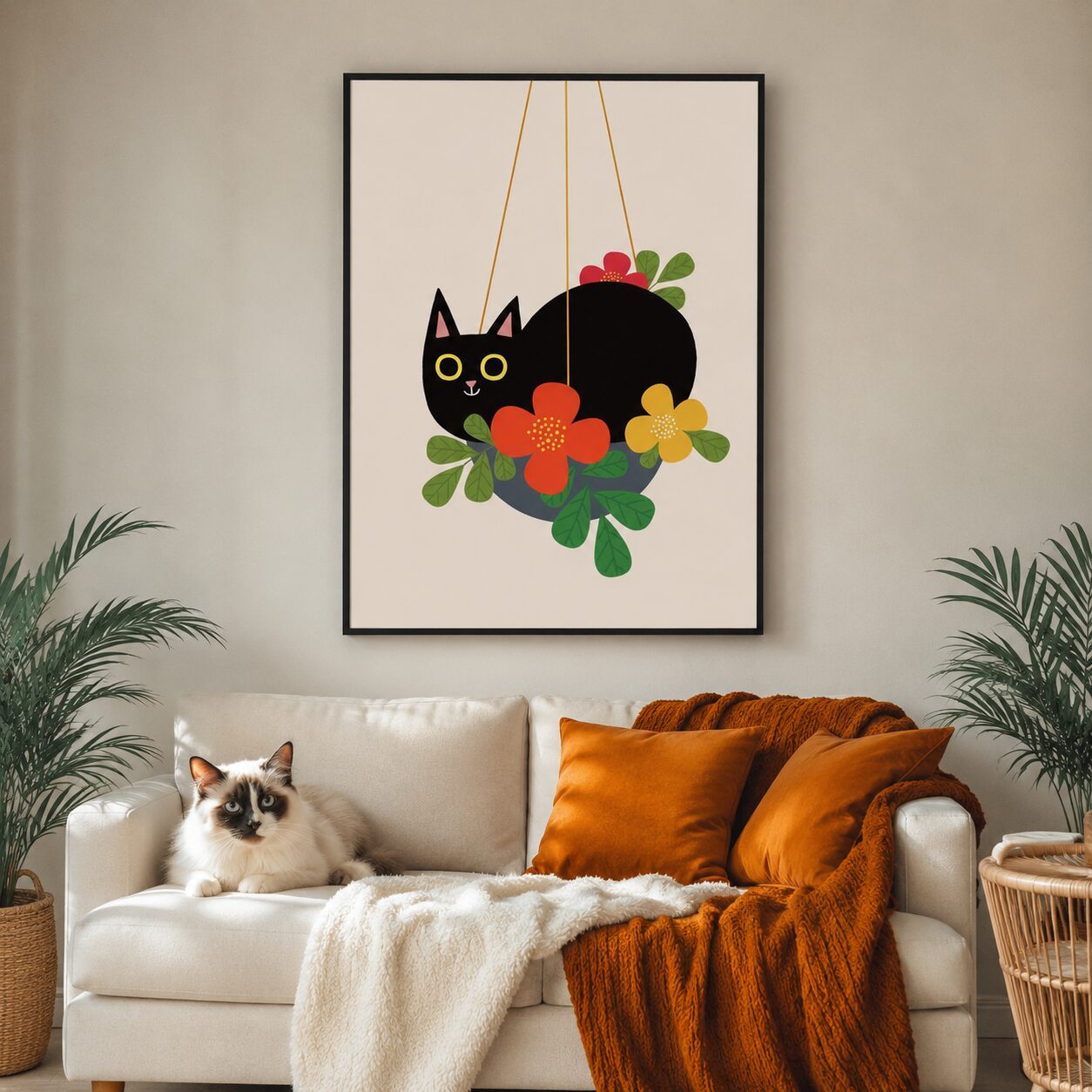 Quadro Canvas Black Cat Art