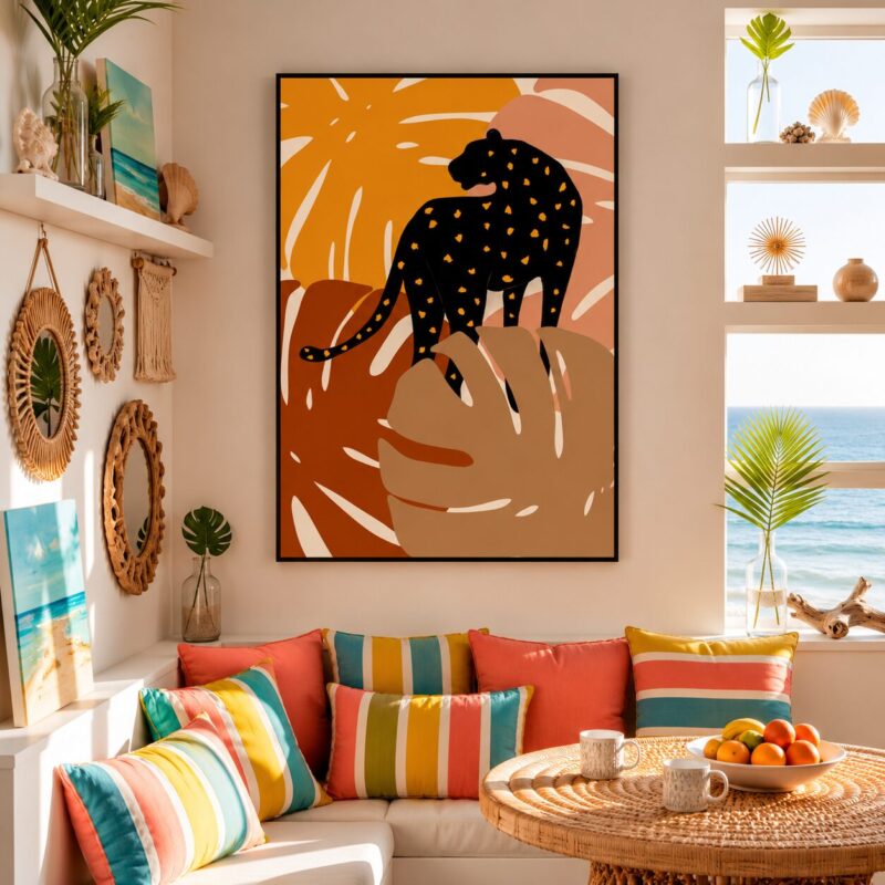 Quadro Canvas Boho Leopardo
