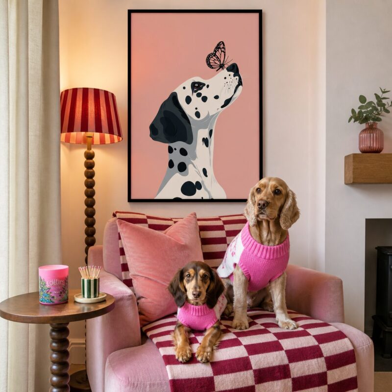 Quadro Canvas Cachorro E Borboleta