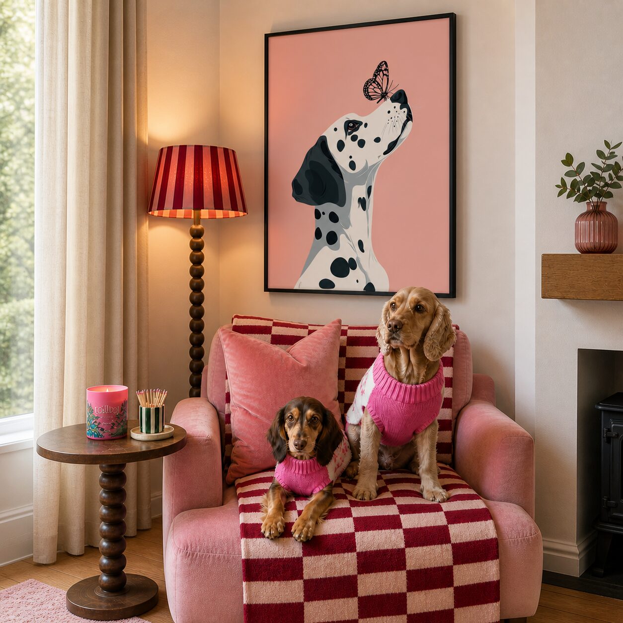 Quadro Canvas Cachorro E Borboleta