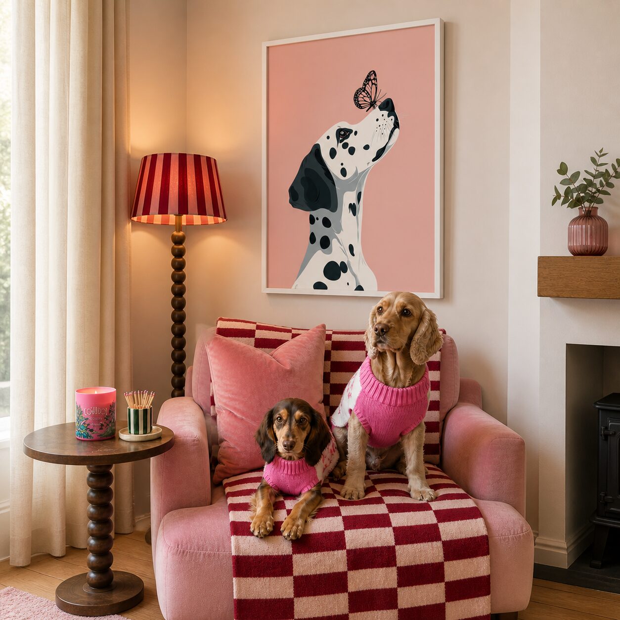 Quadro Canvas Cachorro E Borboleta
