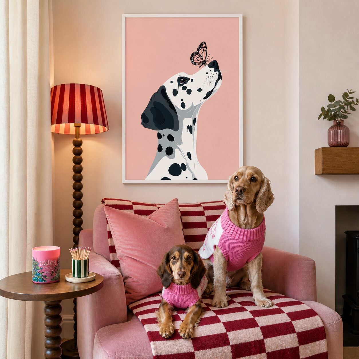 Quadro Canvas Cachorro E Borboleta