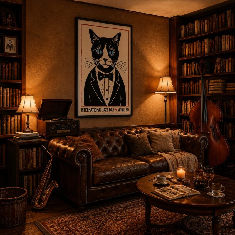 Quadro Canvas Cat Jazz Day