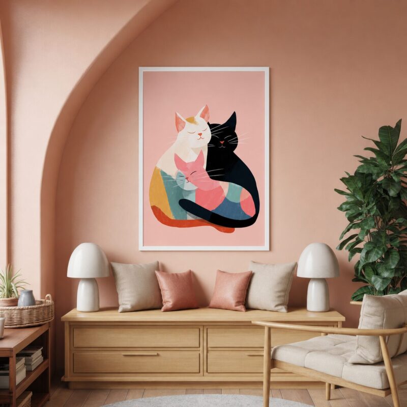 Quadro Canvas Cat Love Art Print