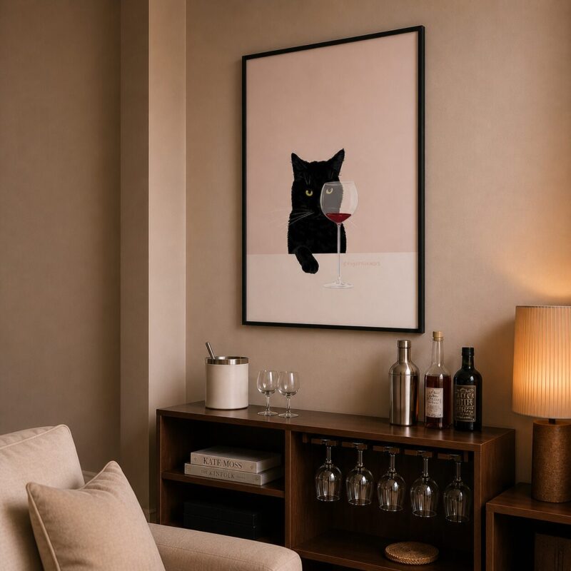 Quadro Canvas Cats And Wine